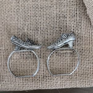 Vintage 90s Pewter Shoe Napkin Rings 